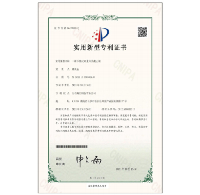 UED官网,阀门_专利证书