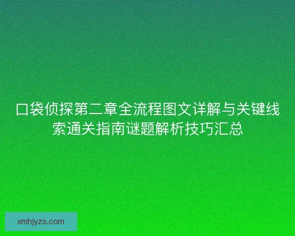 口袋侦探第二章全流程图文详解与关键线索通关指南谜题解析技巧汇总